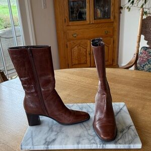 Bass Rich Brown Leather Heeled Boots